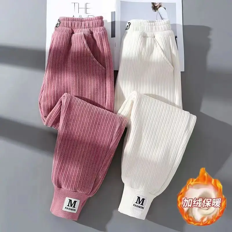 Children's Winter Warm Pant Kids Girls And Boy Sweatpants Winter Corduroy Thick Outer Wear Baby Sports Pants Children Boy Pant
