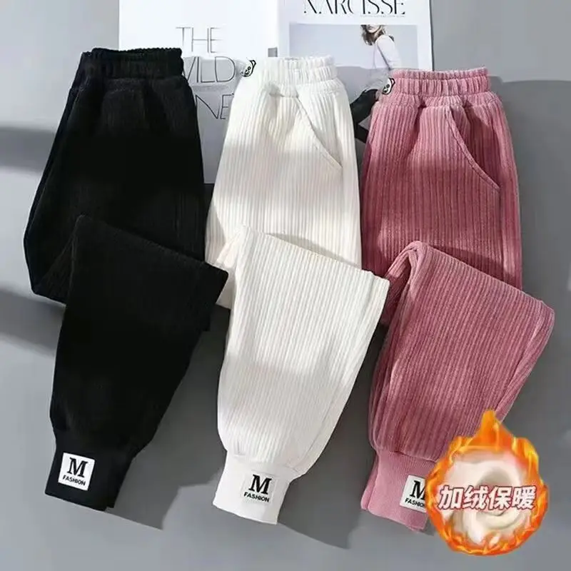 Children's Winter Warm Pant Kids Girls And Boy Sweatpants Winter Corduroy Thick Outer Wear Baby Sports Pants Children Boy Pant