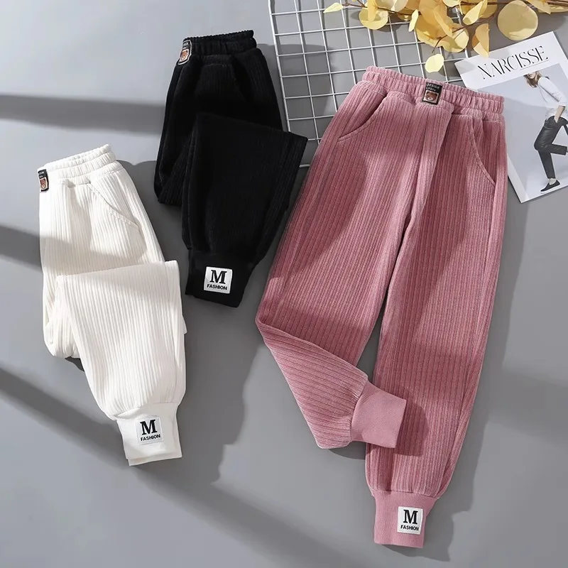 Children's Winter Warm Pant Kids Girls And Boy Sweatpants Winter Corduroy Thick Outer Wear Baby Sports Pants Children Boy Pant