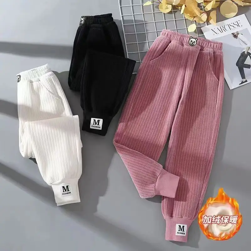 Children's Winter Warm Pant Kids Girls And Boy Sweatpants Winter Corduroy Thick Outer Wear Baby Sports Pants Children Boy Pant