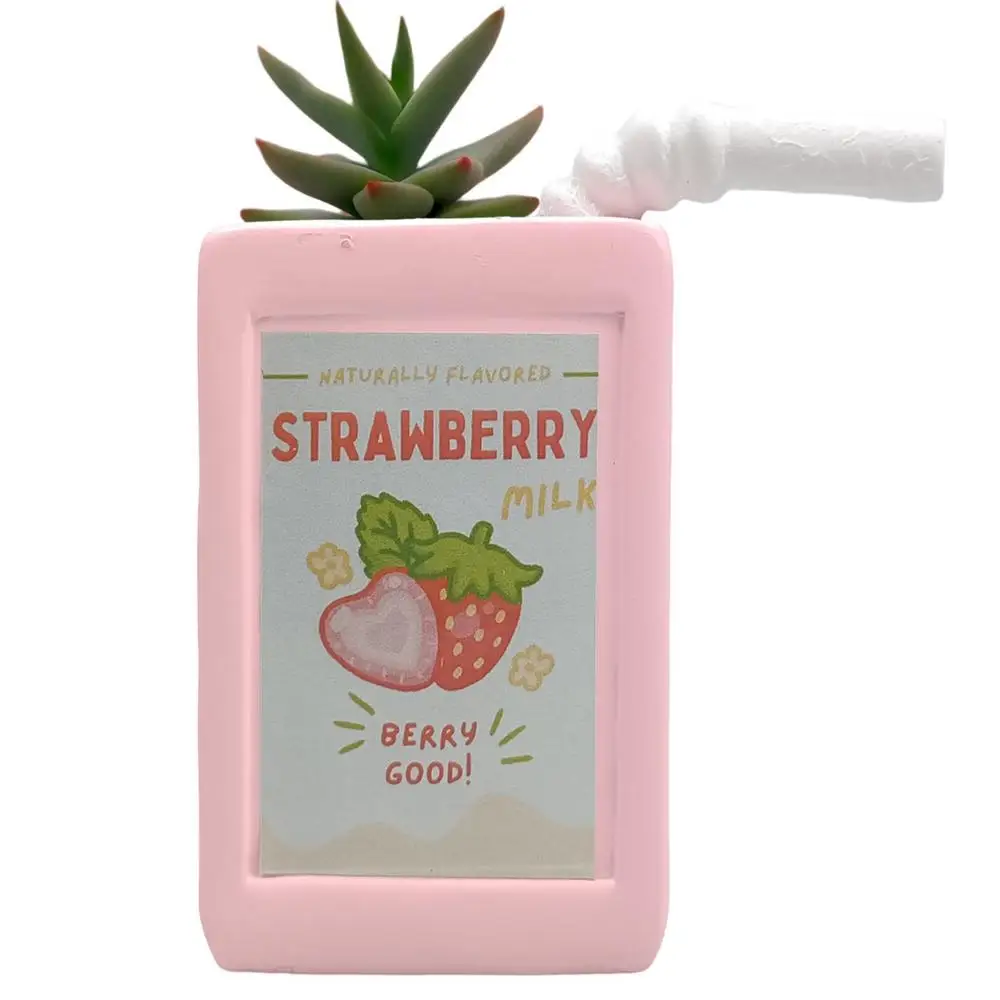 Juice Box Plant PotSmall Decorative Vase Resin Craft Flower PotJuice Box Vase For Ferns Succulent Plant Cactus Planter Resin Pot