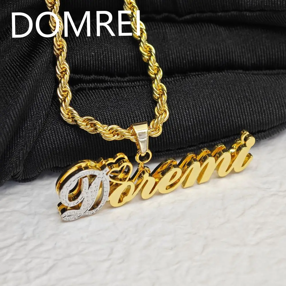 DOREMI Double Name Multi Color Stainless Steel Custom Jewelry 3D Necklace Hip Hop Nameplate Mother Gift Jewelry Necklace