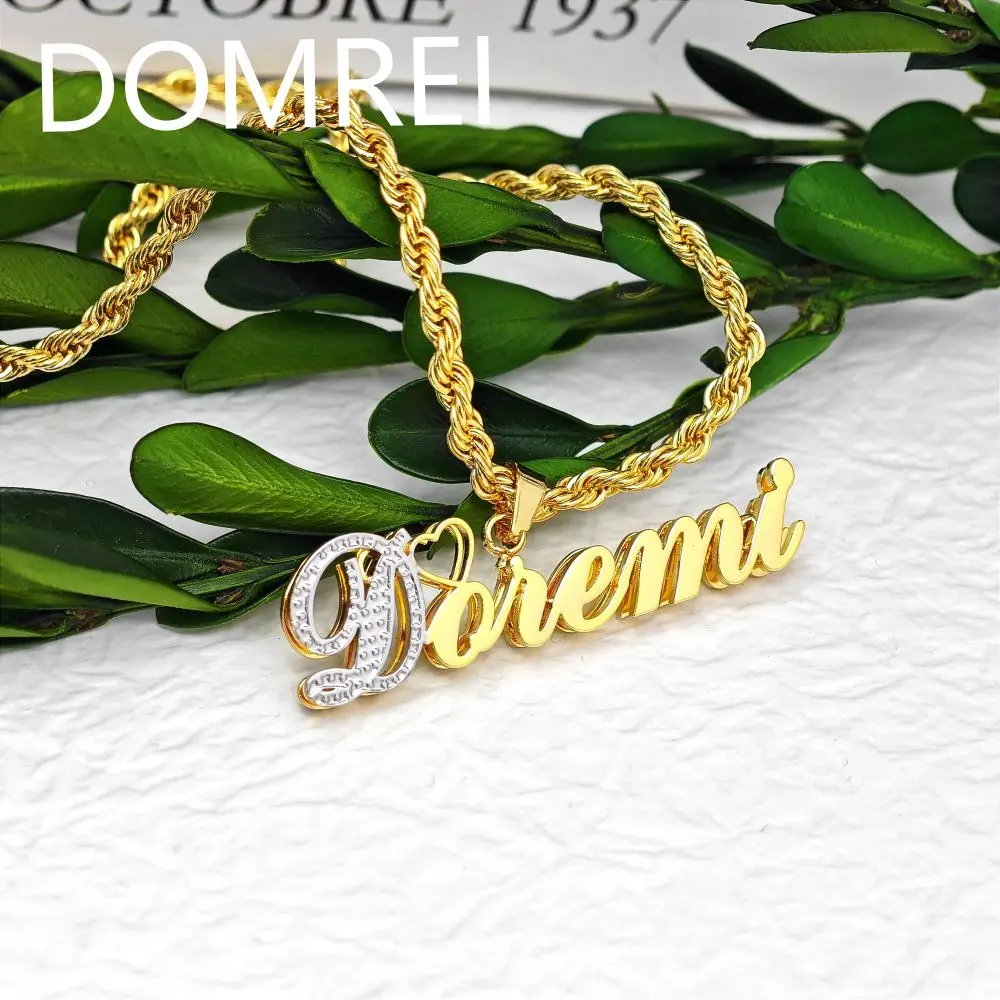 DOREMI Double Name Multi Color Stainless Steel Custom Jewelry 3D Necklace Hip Hop Nameplate Mother Gift Jewelry Necklace