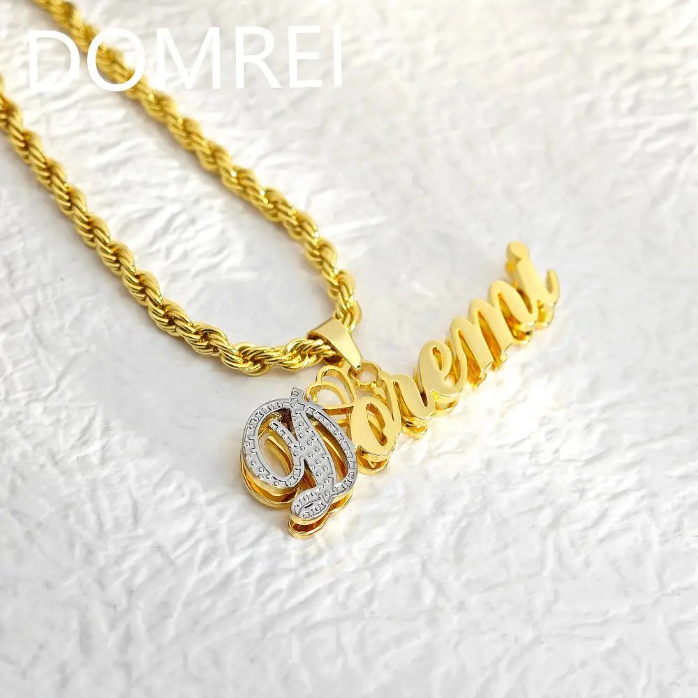 DOREMI Double Name Multi Color Stainless Steel Custom Jewelry 3D Necklace Hip Hop Nameplate Mother Gift Jewelry Necklace