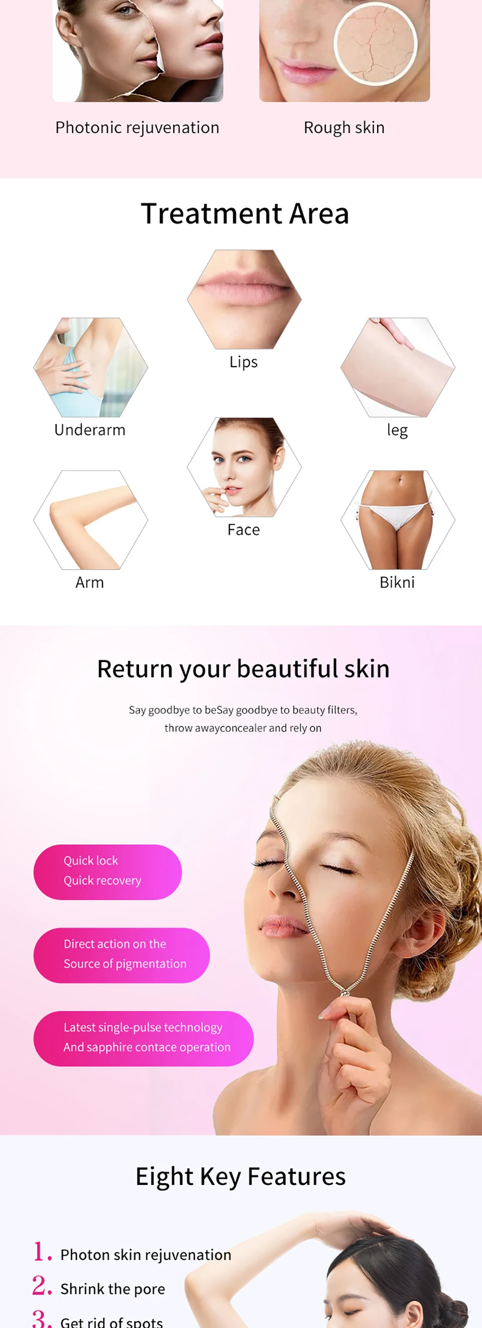 500,000 Shoots OPT Painless IPL Ice E Light 8 Filters Anti-Aging Cooling System Photonic Rejuvenation Hair Removal Machine Salon