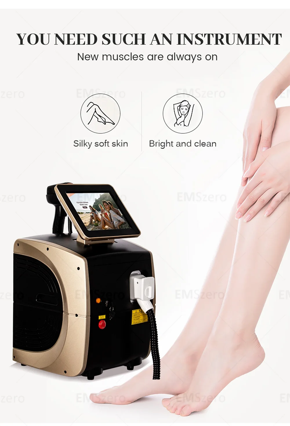 Portable 808 3wave Diode Permanent Hair Remove Fast Depilation Painfree Follicle Penetration Skin Rejuvenation Device