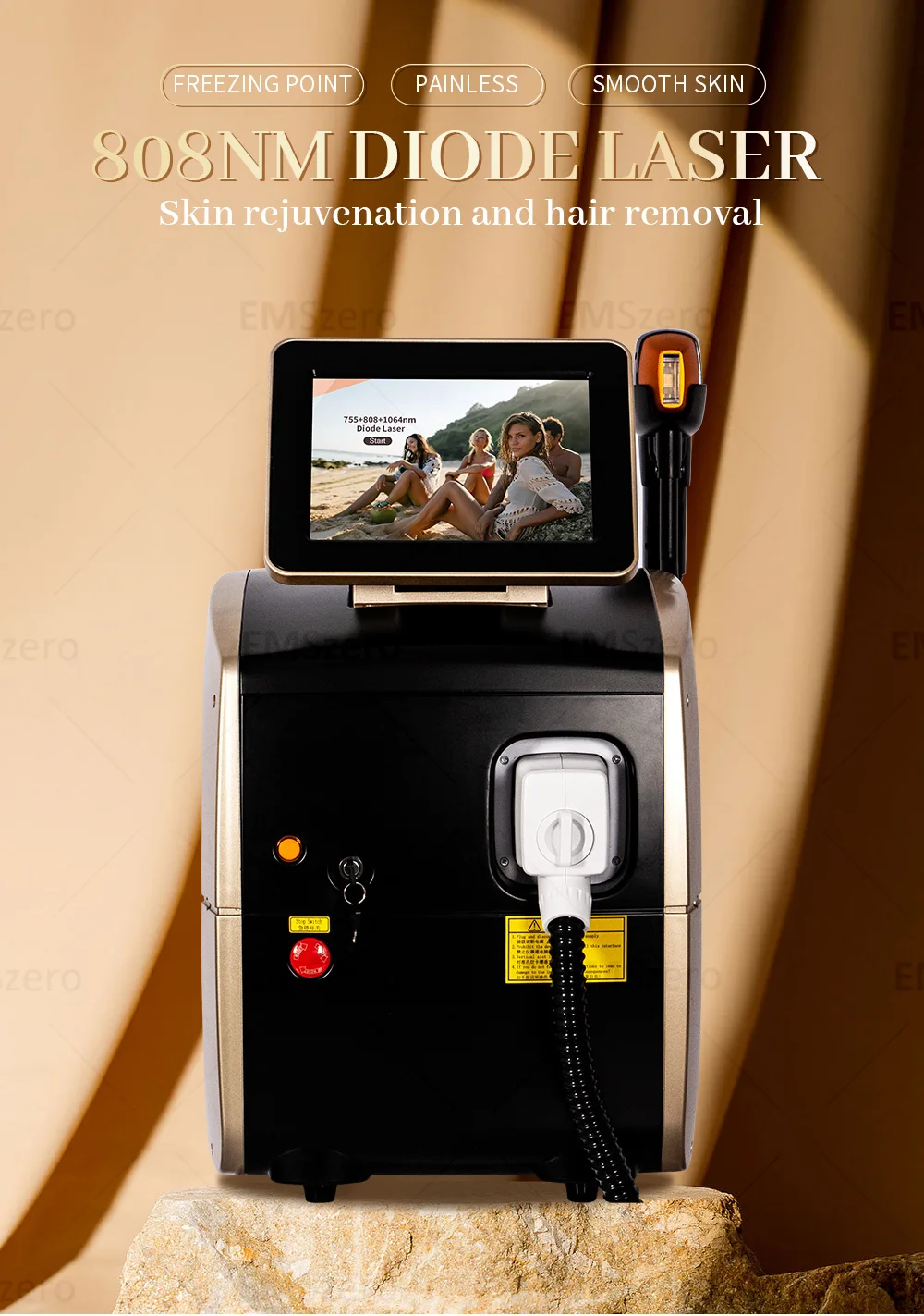 Portable 808 3wave Diode Permanent Hair Remove Fast Depilation Painfree Follicle Penetration Skin Rejuvenation Device