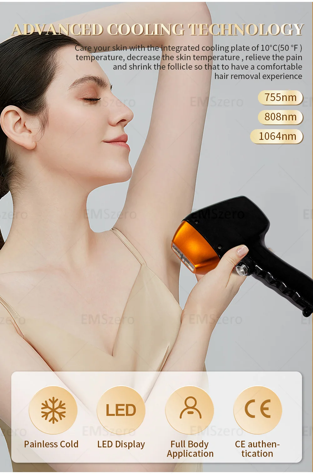 Portable 808 3wave Diode Permanent Hair Remove Fast Depilation Painfree Follicle Penetration Skin Rejuvenation Device