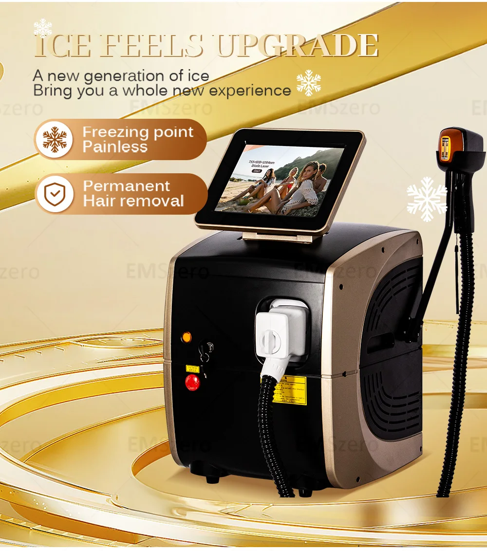 Portable 808 3wave Diode Permanent Hair Remove Fast Depilation Painfree Follicle Penetration Skin Rejuvenation Device