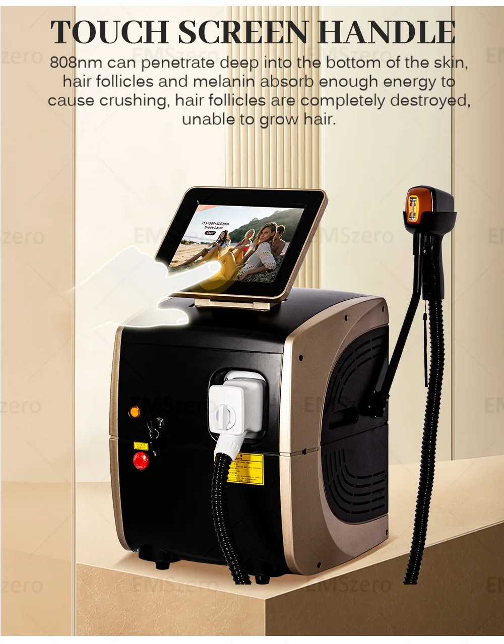 Portable 808 3wave Diode Permanent Hair Remove Fast Depilation Painfree Follicle Penetration Skin Rejuvenation Device