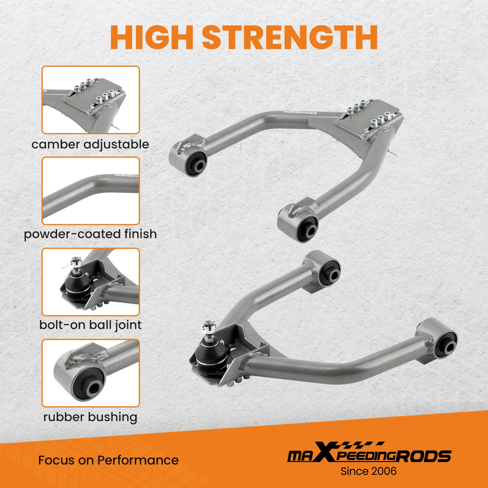 2pcs Adjustable Front Upper Camber Arms Kit for Dodge Charger 2006-2023 RWD