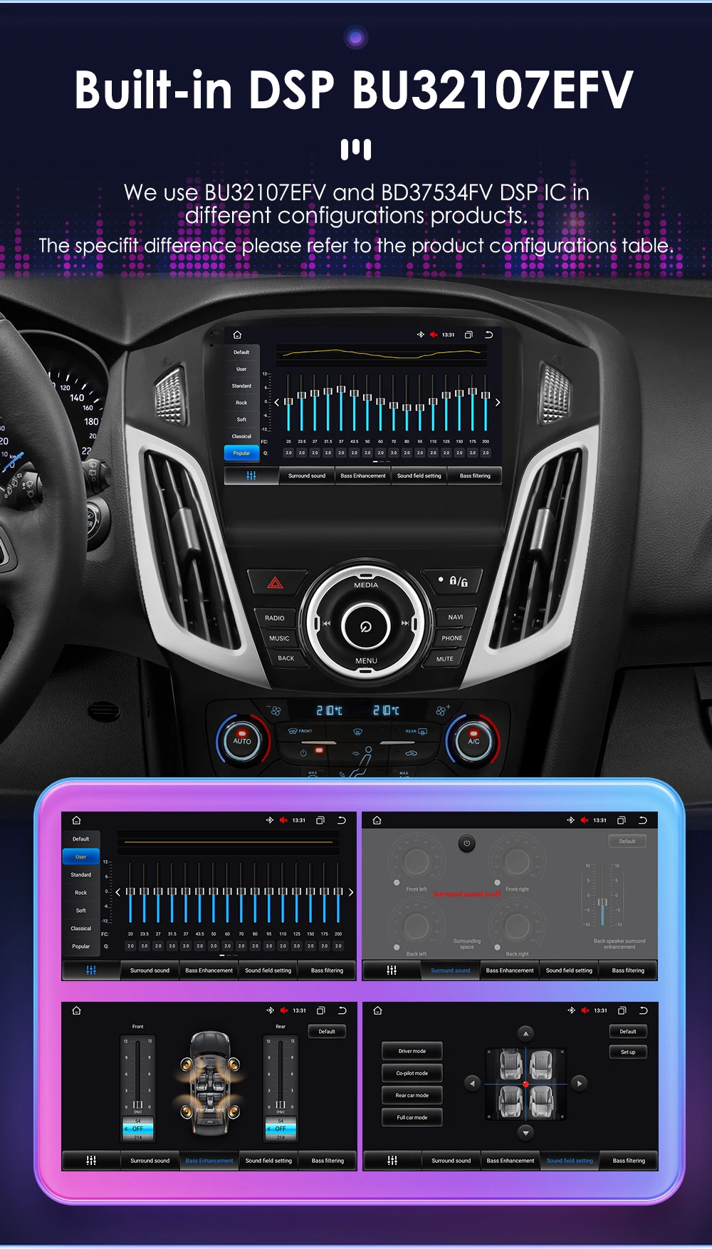 Hizpo 2 Din Android 13 Car Radios for Ford Focus 3 2011 - 2017 MK3 4G Wifi DSP Stereo Carplay Auto GPS Autoradio Nnavigatore