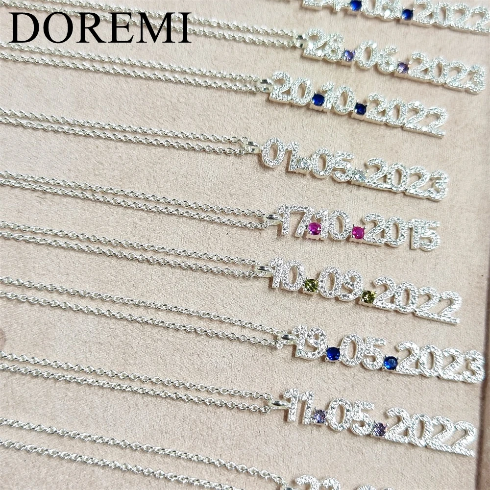 DOREMI Custom Name Date Bracelet Crystal Birthstone 6MM Number Kids Jewelry Engagement Bracelet for Jewelry Gift
