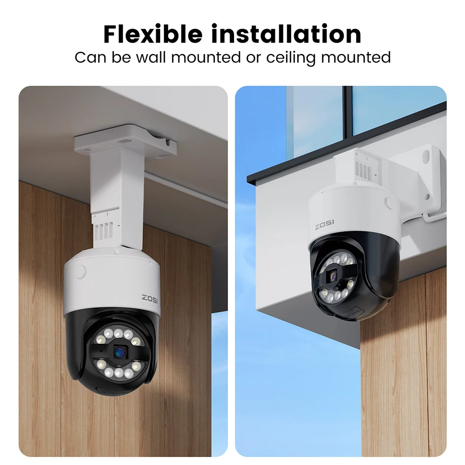 ZOSI C296 2PK/4PK 8MP PoE PTZ Camera Outdoor with Human Vehicle Detection 4K Color Night Vision Surveillance IP Security Camera