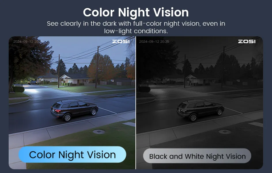 ZOSI C296 2PK/4PK 8MP PoE PTZ Camera Outdoor with Human Vehicle Detection 4K Color Night Vision Surveillance IP Security Camera