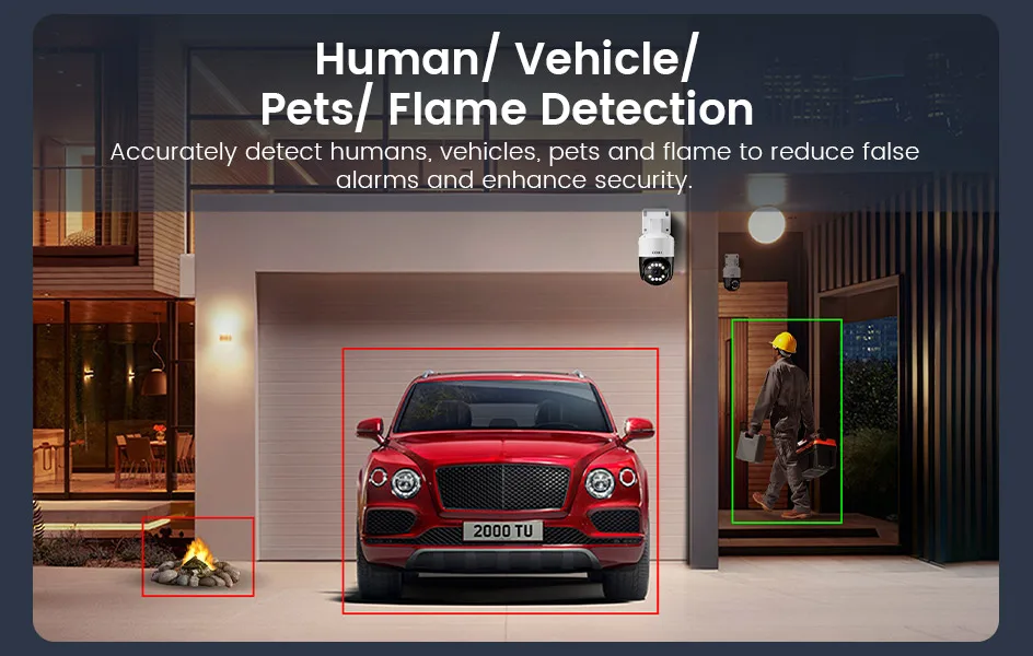 ZOSI C296 2PK/4PK 8MP PoE PTZ Camera Outdoor with Human Vehicle Detection 4K Color Night Vision Surveillance IP Security Camera