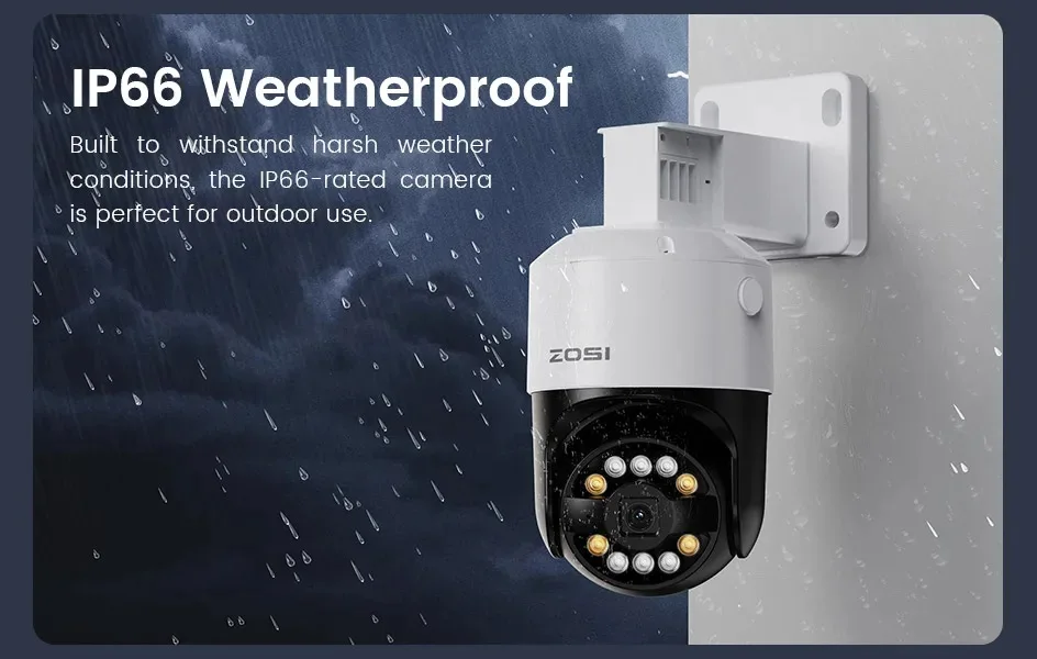 ZOSI C296 2PK/4PK 8MP PoE PTZ Camera Outdoor with Human Vehicle Detection 4K Color Night Vision Surveillance IP Security Camera