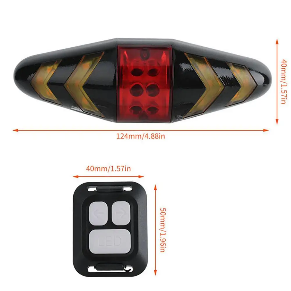 Bike Turn Signals Safety Warning Cycling Taillight 6 Lighting Modes Ultra Bright USB Rechargeable Wireless Remote Control