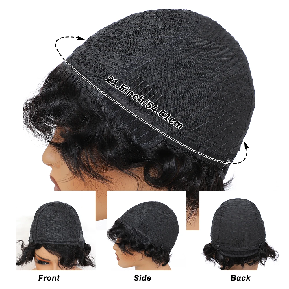 Short Finger Wavy Wig Curly Black Cute Wig Real African Black Wigs for Women Mommy Wig Is Looks Natural (1B Black)