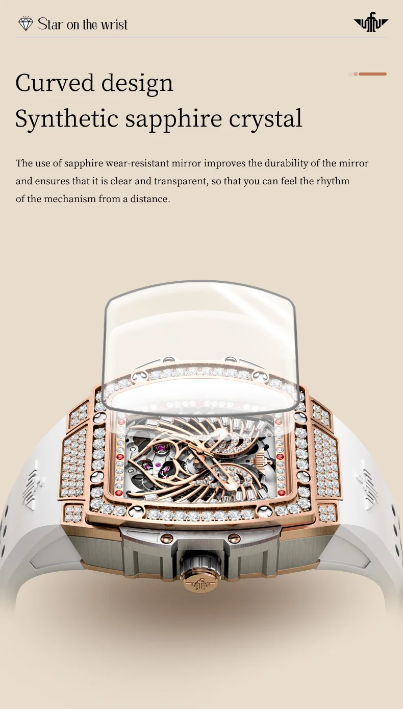 OUPINKE 3225 Women's Watch Luxury Brand All Diamond Automatic Mechanical Watch Classic Silicone Waterproof Elegant Women's Watch