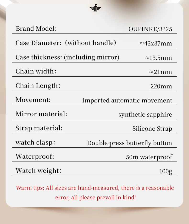 OUPINKE 3225 Women's Watch Luxury Brand All Diamond Automatic Mechanical Watch Classic Silicone Waterproof Elegant Women's Watch