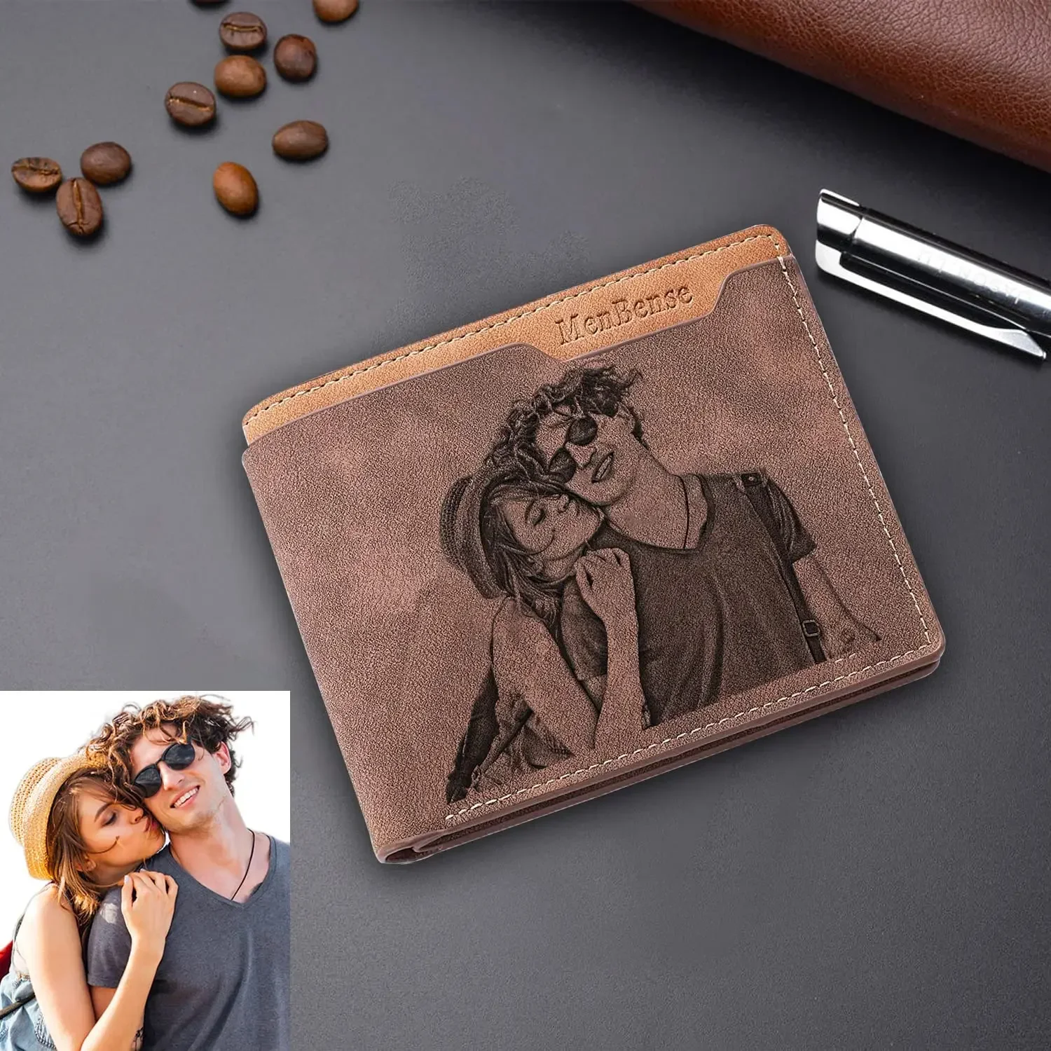 Men's Engraved Photo Wallets Custom Picture & Text Wallet Personalized Birthday Christmas Father's Day Gifts for Him Husband