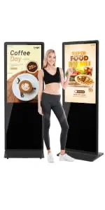 65 Inch 4K Digital Signage Kiosk Indoor Floor Standing Commercial Monitor Advertising Display LCD Totem with HDMI Input