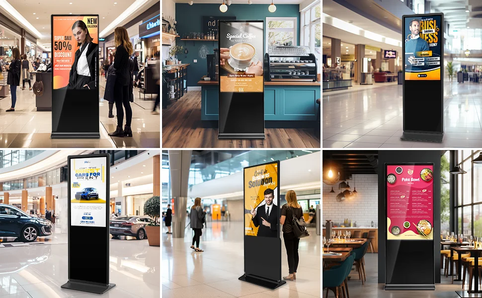 65 Inch 4K Digital Signage Kiosk Indoor Floor Standing Commercial Monitor Advertising Display LCD Totem with HDMI Input