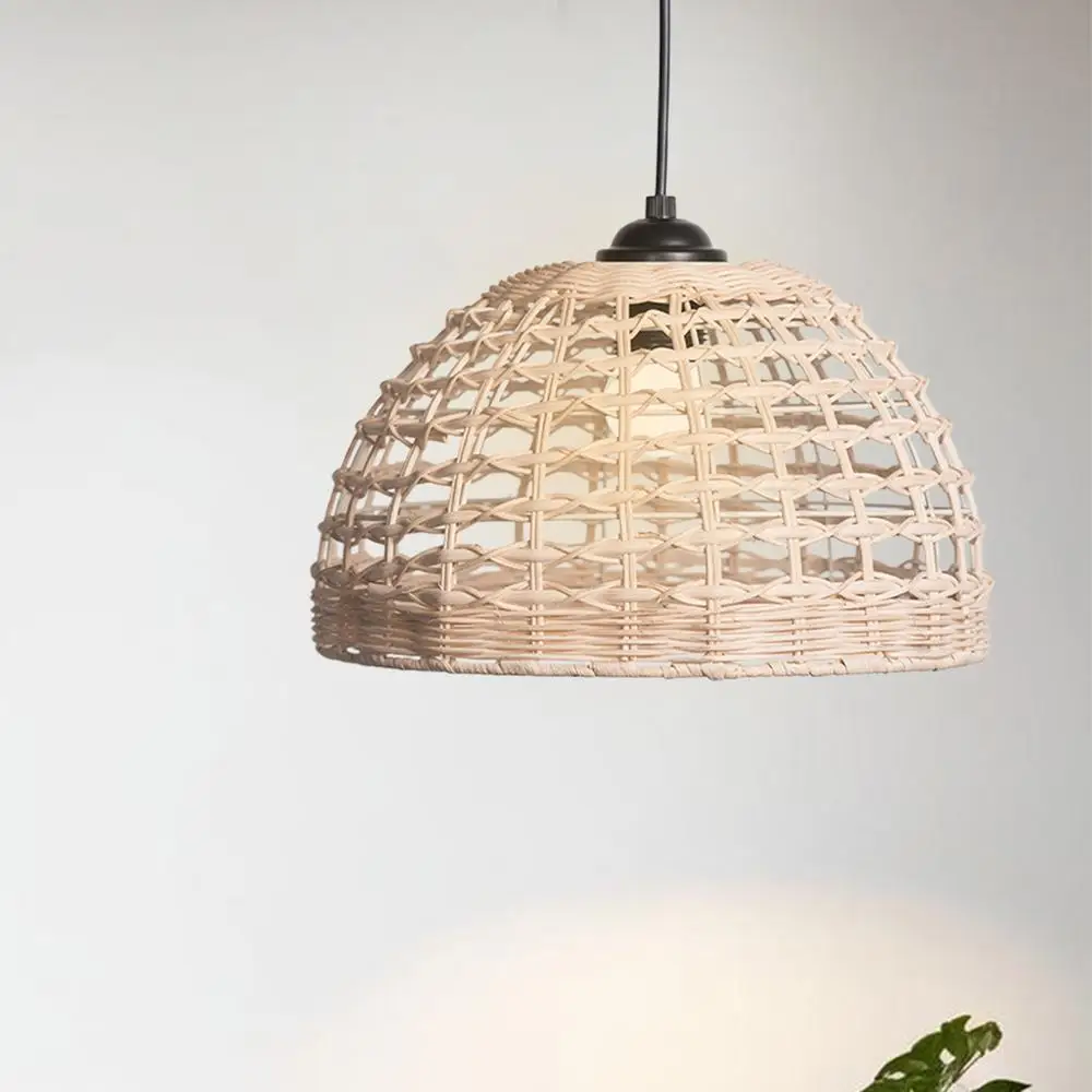 Rattan Pendant Lamp Shade Hand Woven Lampshade Light Fixture Chandelier Ceiling Pendant Lights Cover Home Decor
