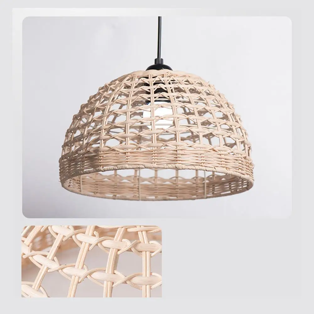 Rattan Pendant Lamp Shade Hand Woven Lampshade Light Fixture Chandelier Ceiling Pendant Lights Cover Home Decor