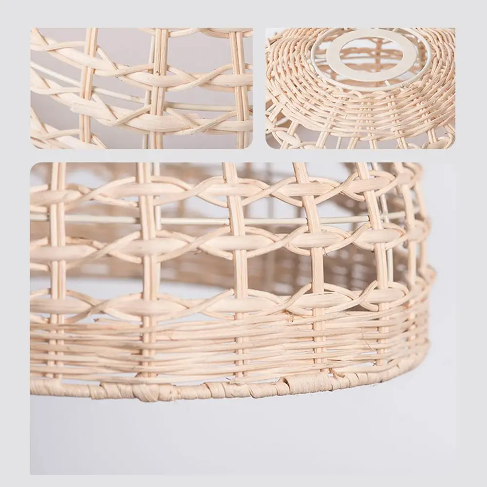 Rattan Pendant Lamp Shade Hand Woven Lampshade Light Fixture Chandelier Ceiling Pendant Lights Cover Home Decor
