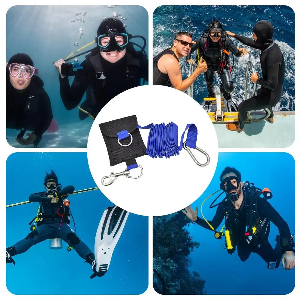 Freediving Rope 8.5 Ft Safety Free Diving Lanyard Scuba Diving Accessories Anti-Lost Strap With Carabiner Underwater Diving Tool