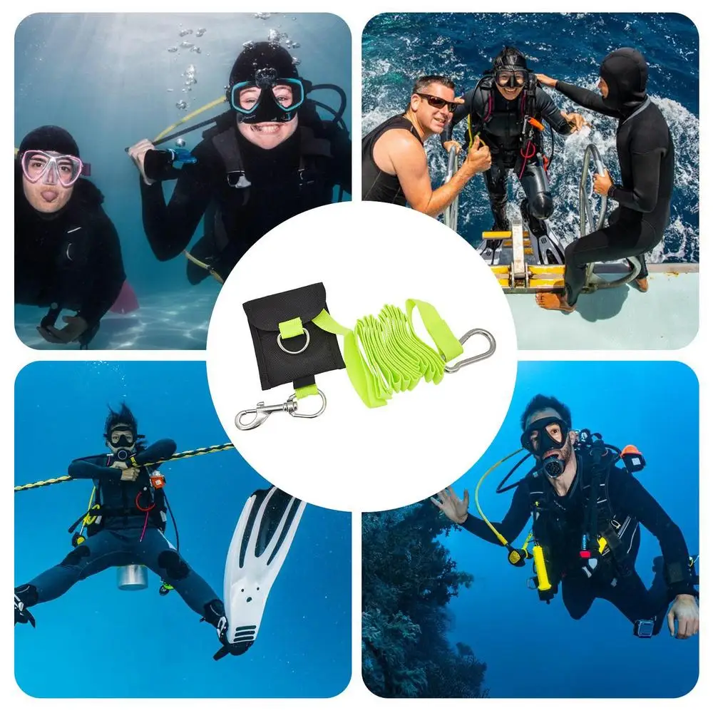 Freediving Rope 8.5 Ft Safety Free Diving Lanyard Scuba Diving Accessories Anti-Lost Strap With Carabiner Underwater Diving Tool