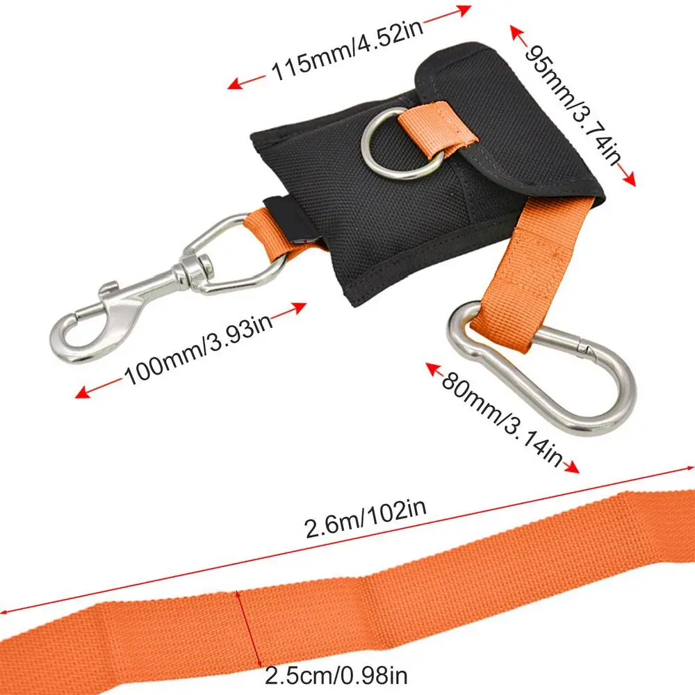 Freediving Rope 8.5 Ft Safety Free Diving Lanyard Scuba Diving Accessories Anti-Lost Strap With Carabiner Underwater Diving Tool