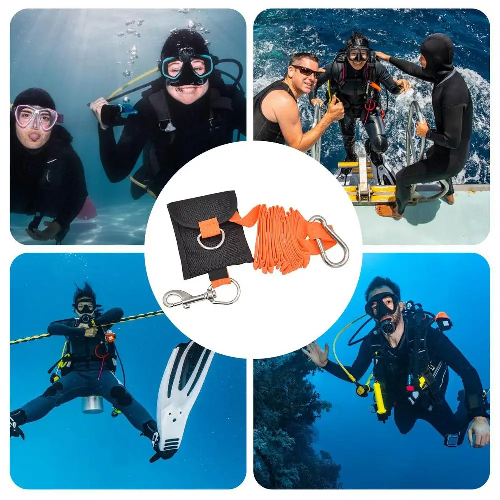 Freediving Rope 8.5 Ft Safety Free Diving Lanyard Scuba Diving Accessories Anti-Lost Strap With Carabiner Underwater Diving Tool