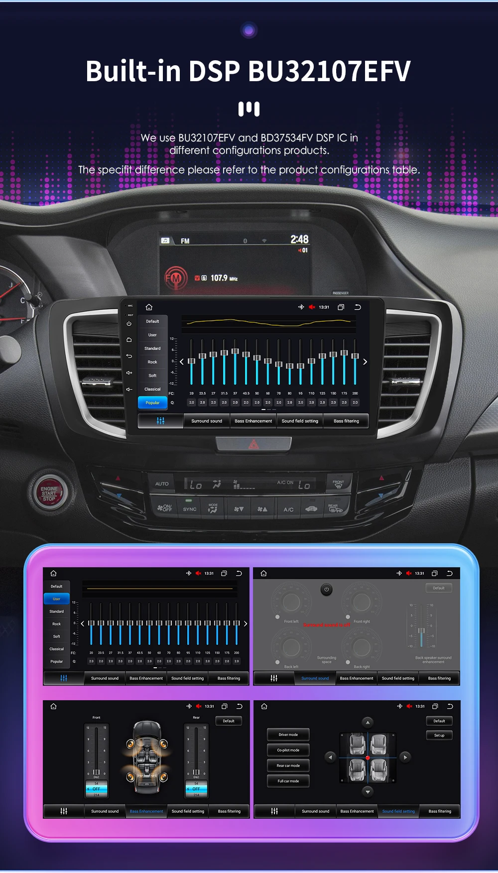 Hizpo 7862 Stereo For Honda ACCORD 9 2.0L 2.4L 2012 2013 2015 2016 2018 2Din Android Car Radio Multimedia GPS Navigation Audio