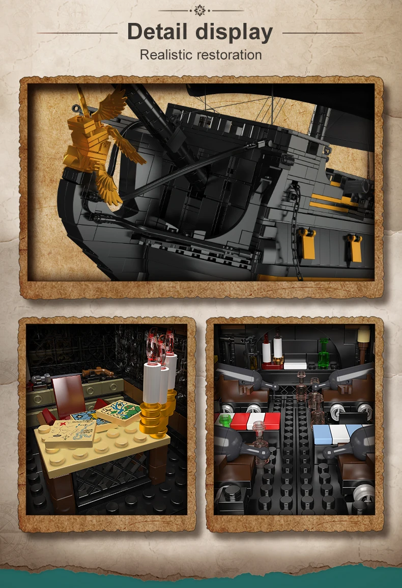 MOULD KING 13186 Black Pearl Ship Pirate Ⅱ Pirates Ship 5266PCS Building Blocks Ideas Sailboat Bricks Kids Birthday Gifts