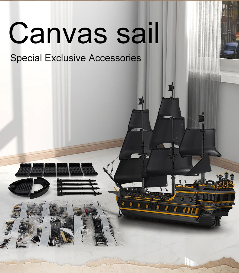 MOULD KING 13186 Black Pearl Ship Pirate Ⅱ Pirates Ship 5266PCS Building Blocks Ideas Sailboat Bricks Kids Birthday Gifts
