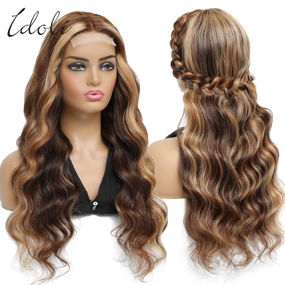 Highlight Ombre 13x6 Lace Front Wig Human Hair 28 Inch Body Wave Honey Blonde Glueless Transparent Lace Frontal Wigs for Women