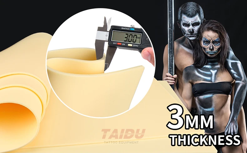 TAIDU Silicone Tattoo Practice Skin A4 Silica Gel Exercise Skin Tattoo Practice Skin Tattoo Equipment Supply