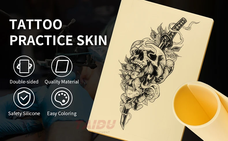 TAIDU Silicone Tattoo Practice Skin A4 Silica Gel Exercise Skin Tattoo Practice Skin Tattoo Equipment Supply
