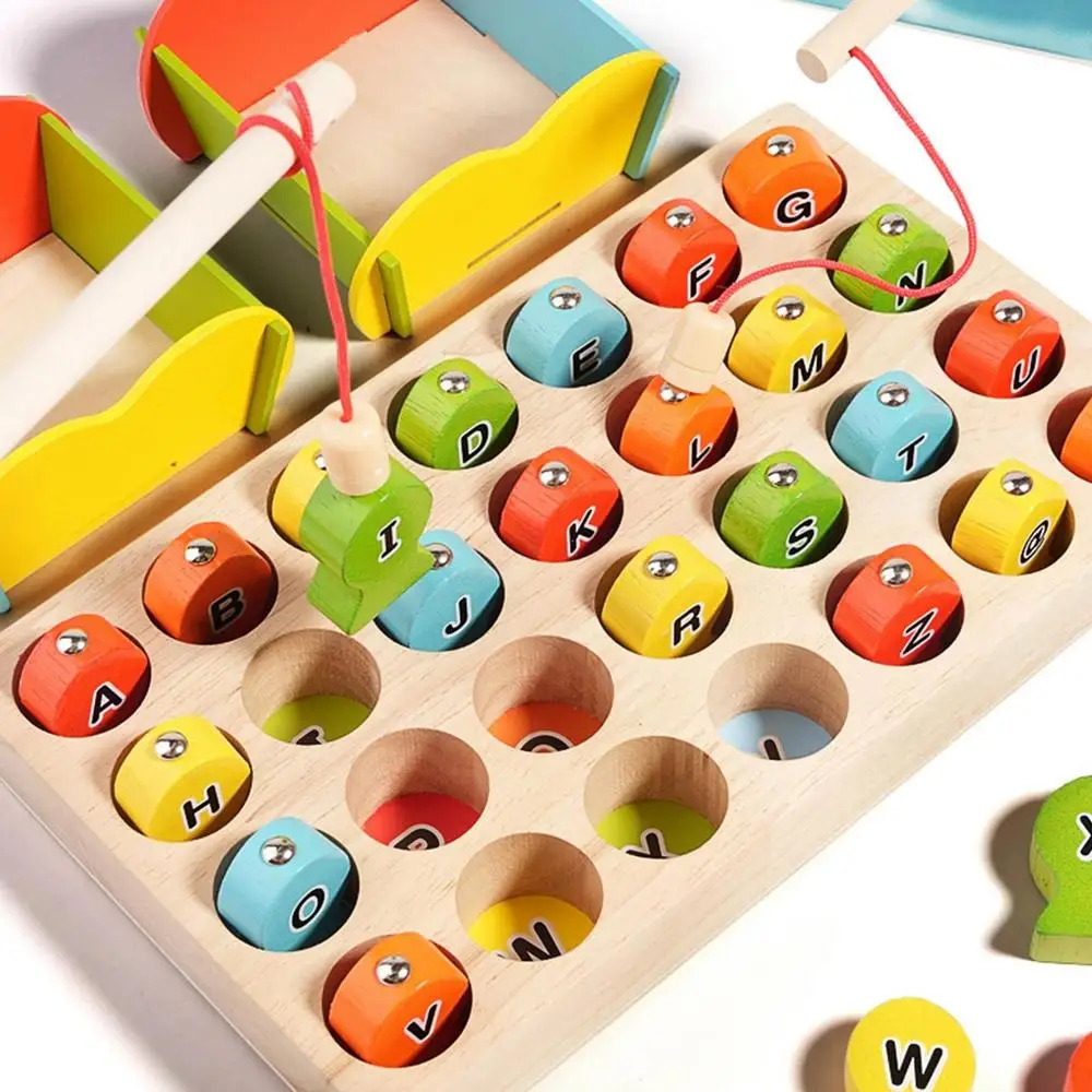 Wooden Magnetic Fishing Game Magnetic Fishing Toys Game Educational Counting Games Puzzle Magnetic Wooden Fine Motor Skill Game