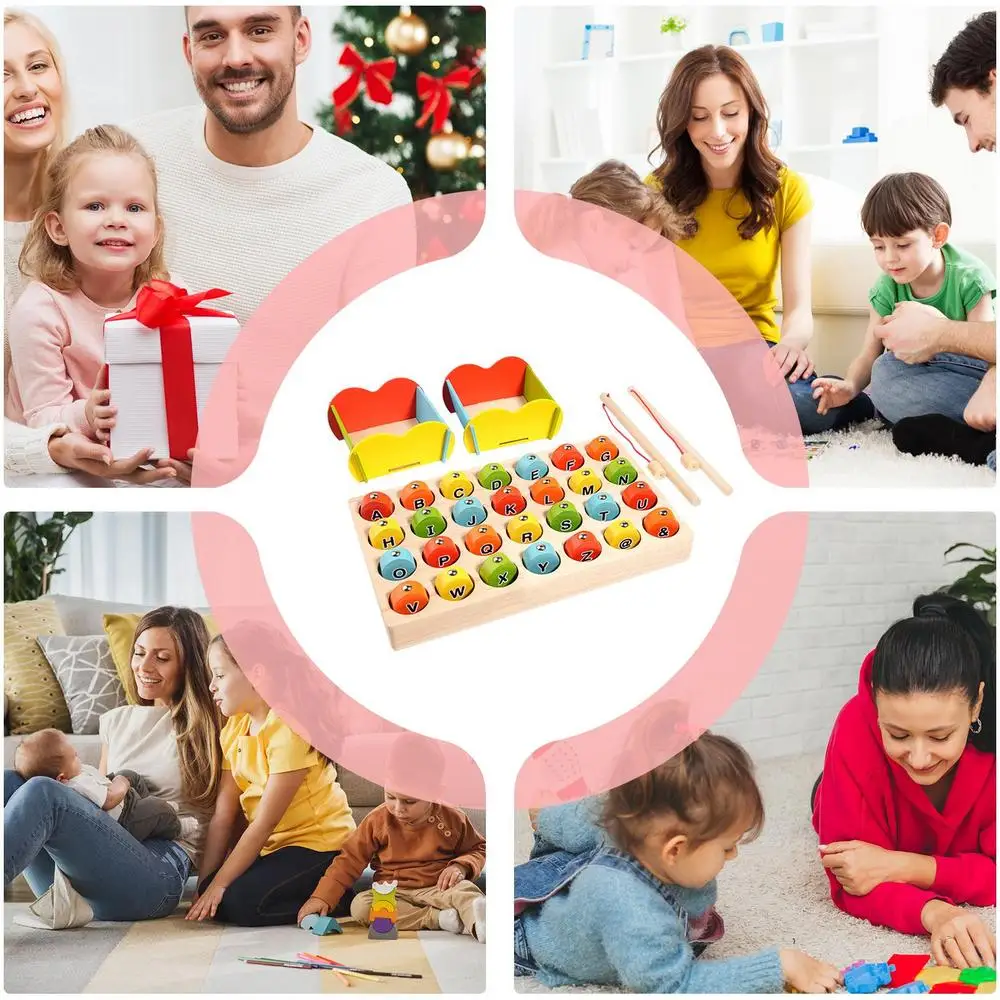 Wooden Magnetic Fishing Game Magnetic Fishing Toys Game Educational Counting Games Puzzle Magnetic Wooden Fine Motor Skill Game