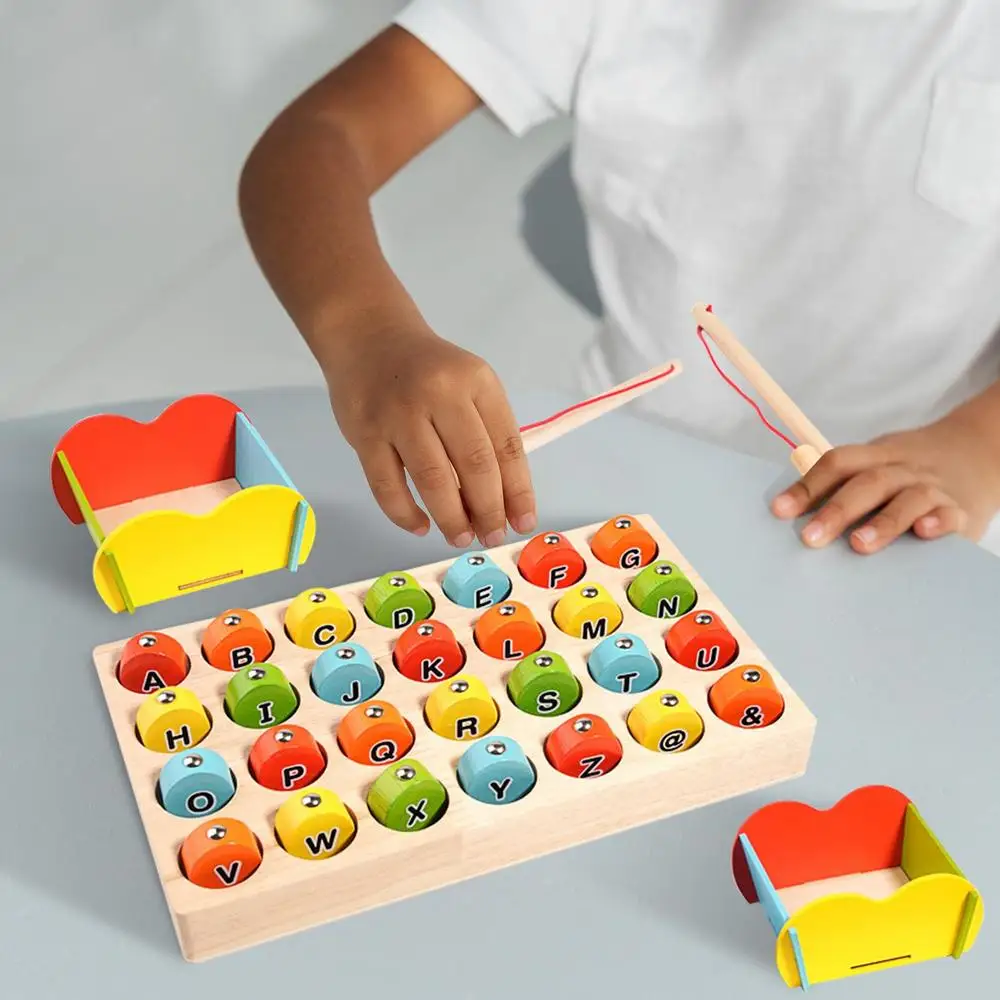 Wooden Magnetic Fishing Game Magnetic Fishing Toys Game Educational Counting Games Puzzle Magnetic Wooden Fine Motor Skill Game