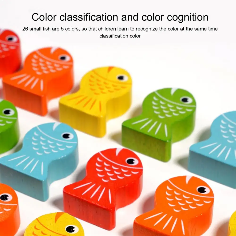 Wooden Magnetic Fishing Game Magnetic Fishing Toys Game Educational Counting Games Puzzle Magnetic Wooden Fine Motor Skill Game