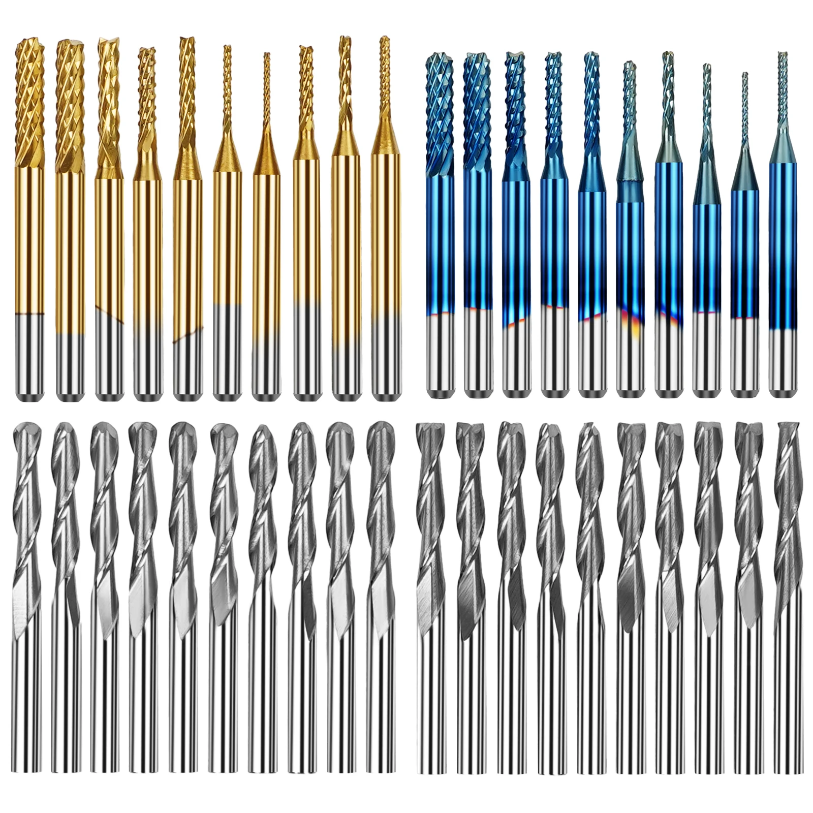 Laser Woodworking Milling Cutter Tools Titanium Coat End Mill 3.175mm Nano Blue Coat Cutting Wood Engraving Bits for TTC450 Pro