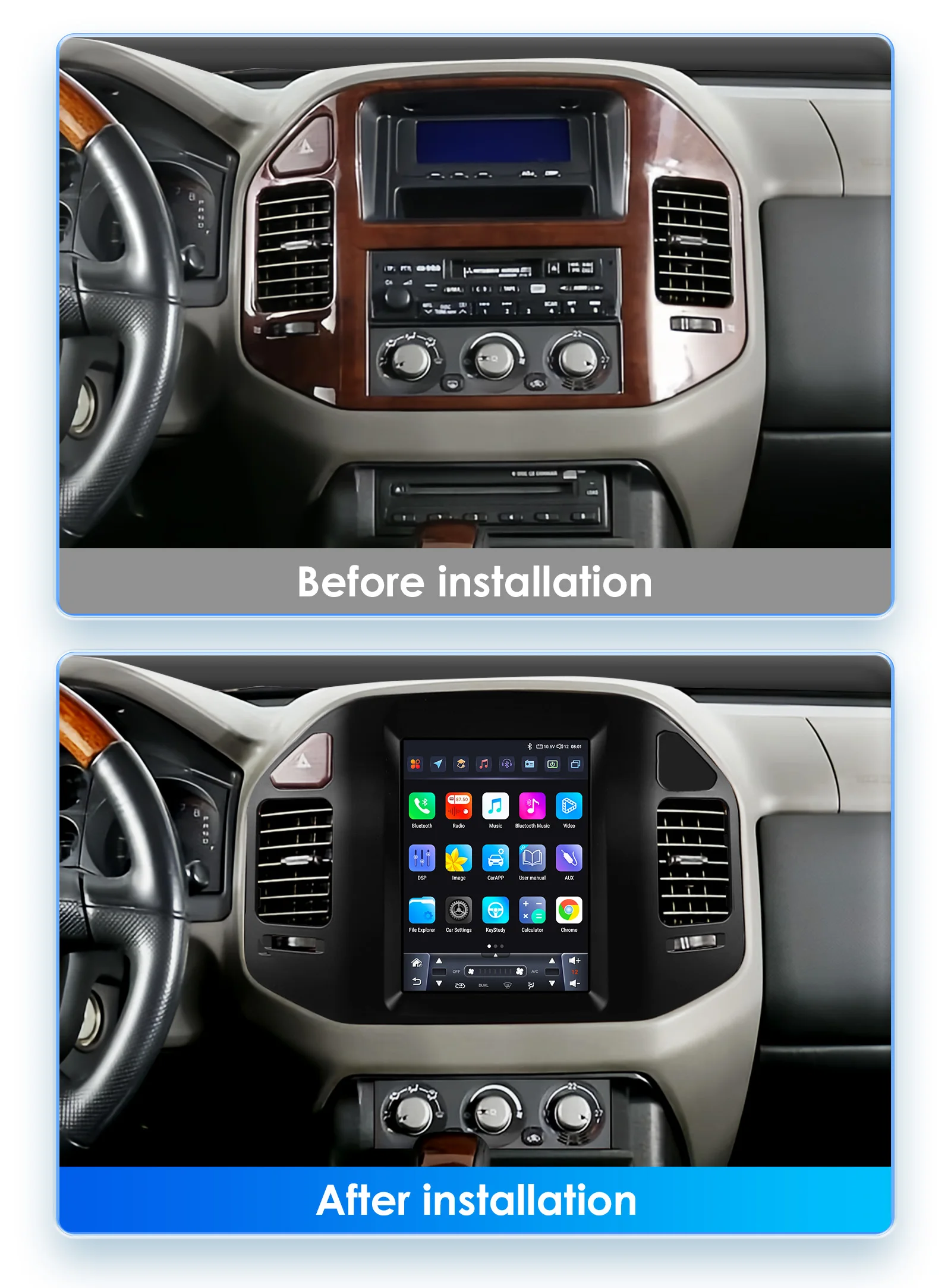 Hizpo 9.7" For Mitsubishi Pajero V60 V68 V73 1999-2006 Tesla Screen Car Android Multimedia Radio Stereo Carplay GPS Navigation