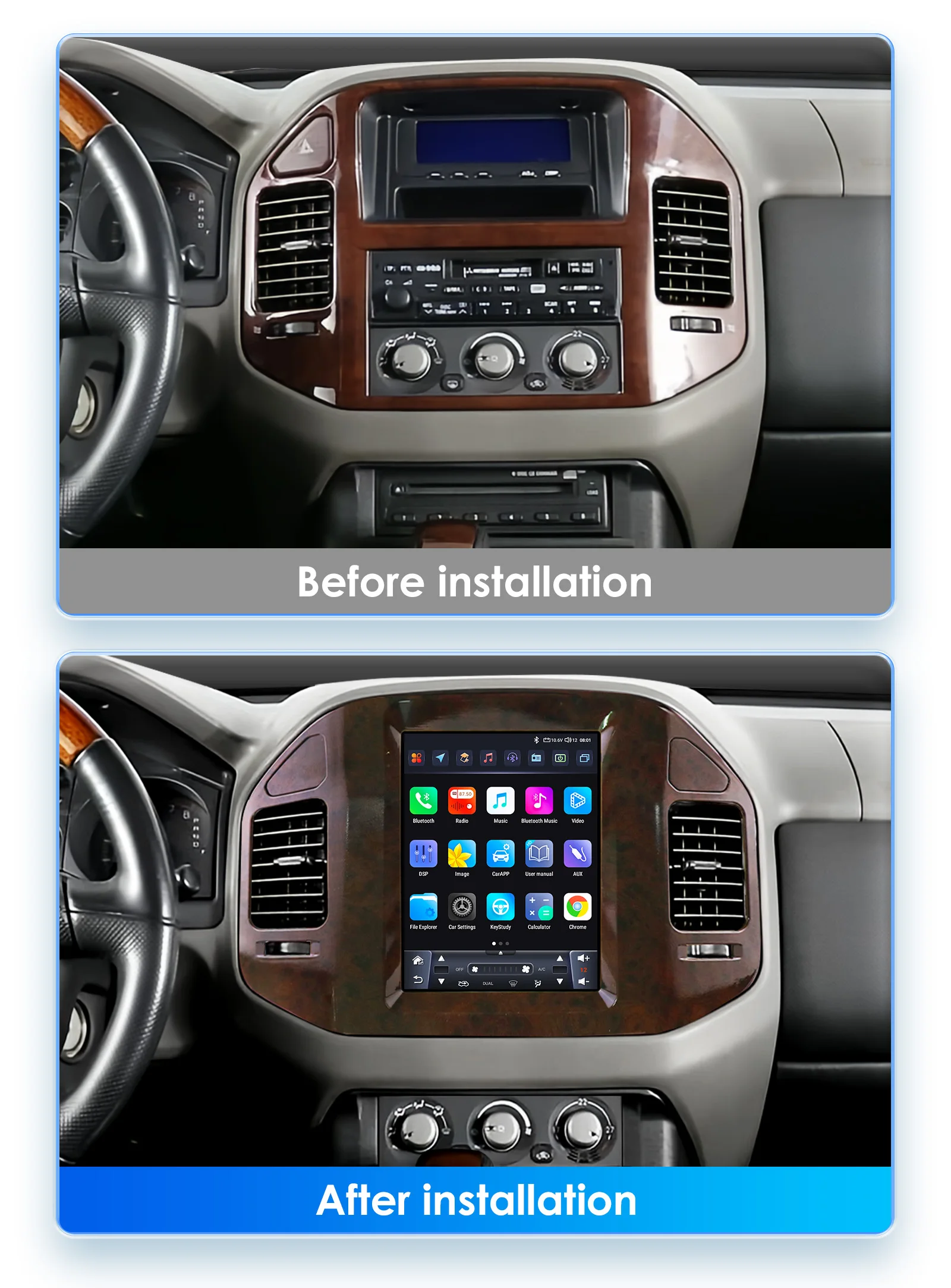 Hizpo 9.7" For Mitsubishi Pajero V60 V68 V73 1999-2006 Tesla Screen Car Android Multimedia Radio Stereo Carplay GPS Navigation