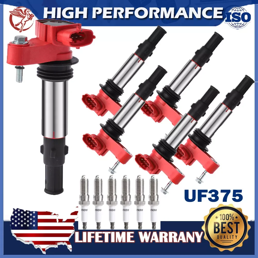 Carbole 6x Ignition Coil + 6x Spark Plug UF375 D501C For 2009 Chevy Traverse GMC Acadia