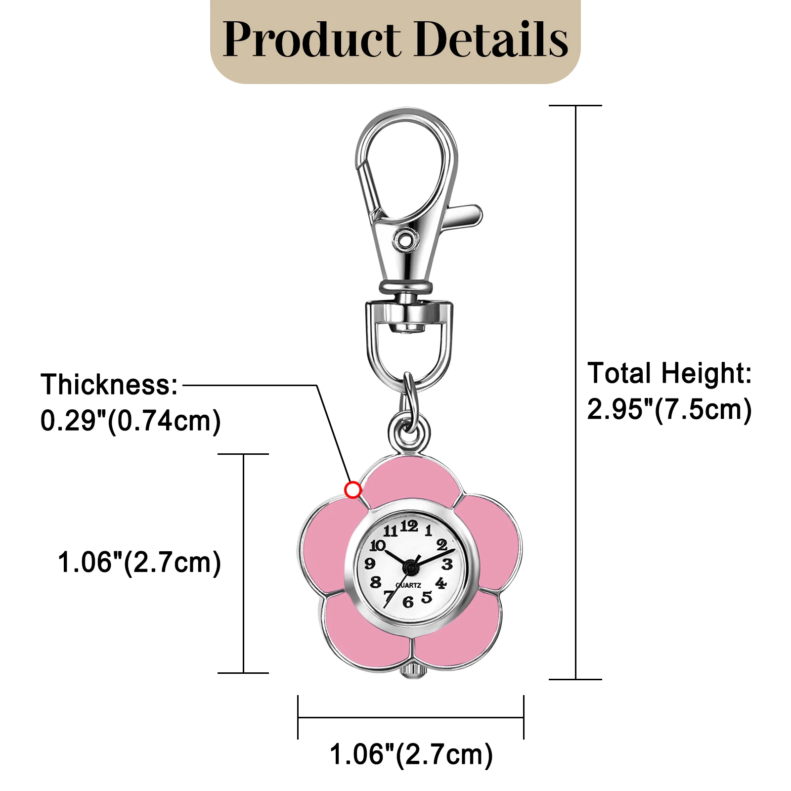 LANCARDO Analog Quartz HD Digital Dial Hanging Watch Mountaineering Buckle Watch unisex outdoor work study watch pink